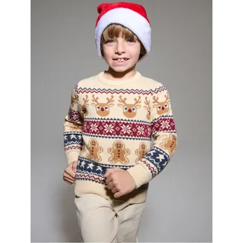 Chlapecká mikina Sinsay - Vánoční svetr s motivem sobů a perníčků - béžová - 932BQ-02X - 932BQ-02X-110