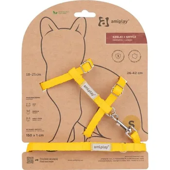 Obojek pro psa Amiplay Kšíry pro kočku s vodítkem Samba Žluté | Postroje pro kočky - S