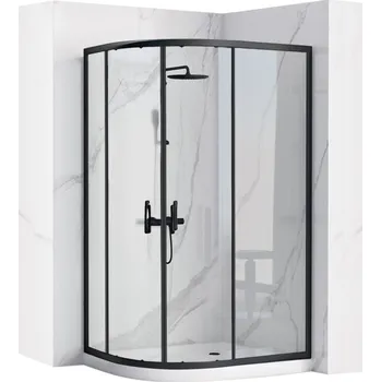 Sprchová vanička REA Sprchová kabina Look Black 80x100 + Sprchová vanička Look White KPL-K7901 KPL-K7901