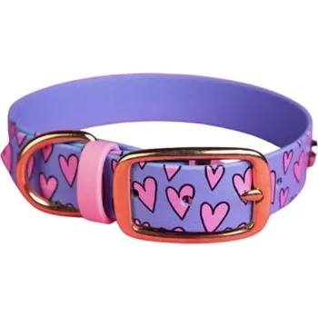 Obojek pro psa Bura Obojek modro-levandulový srdce | Obojek pro psy - XS