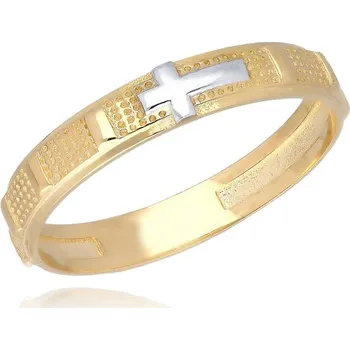 Prsten MOISS prsten ze žlutého zlata KŘÍŽEK BICOLOR