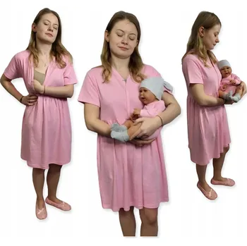 Dámské noční prádlo Noční košilka NOČNÍ NA KOJENÍ krátký rukáv, otevřená, vel M, světle růžová + body