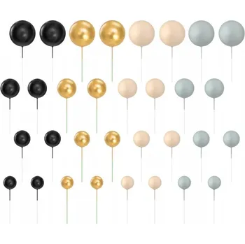 Party dekorace OZDOBY NA DORT na dort dekorace ČERNÉ ZLATÉ BÉŽOVÉ ŠEDÉ 32 kusů PP