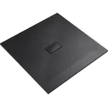 CERANO - Sprchová vanička čtvercová FlexiCut - SMC/minerální kompozit - upravitelná - černá matná - 100x100x3 cm