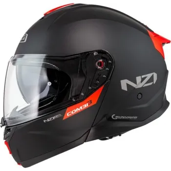 Helma na motorku Motocyklová výklopná přilba NZI COMBI 3 Duo SOLID černá Velikost: XXL