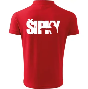 Pánská košile Šipky - nápis se šipkařem - Polokošile pánská Pique Polo 203 - 4XL ( Červená )