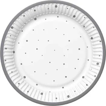 Talíř Papírový talíř velký – Stříbrný puntík