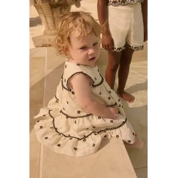 Dámské šaty Dětské šaty s přídavkem lnu Abel&Lula 5022.17.Baby.PPY2 béžová 01X, vel. 80