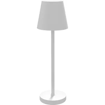 Lampička HOMCOM Dobíjecí stolní lampa USB se 3 barvami světla, přenosná noční lampa USB s dotykovým spínačem, kov, bílá
