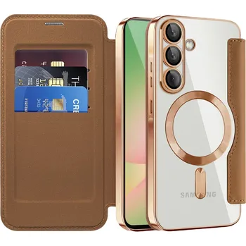 Pouzdro na mobilní telefon Techsuit - Pouzdro SmartMag Book - Samsung Galaxy A56 5G - hnědé