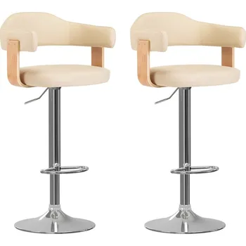 Barová židle zahrada-XL Barové stoličky 2 ks krémové ohýbané dřevo a umělá kůže 327337