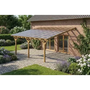 Zahradní stavba Dřevěná pergola ke zdi domu 500x500