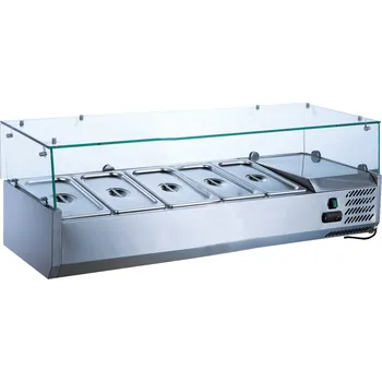 TECHNICA [Set] 5xGN1/4 chladicí deska, 1200x335x435 mm + 5x GN 1/4 nádoba 150 mm z nerezové oceli s víkem