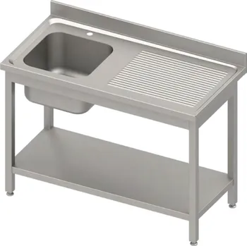 Dílenský stůl STALGAST Stůl s umyvadlem s jednou mísou vlevo a policí, 1500x700x850 mm | STALGAST, 984477150