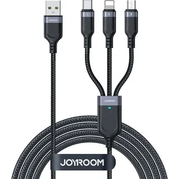 Počítač Joyroom S-A18 USB kabel 3v1 Apple Lightning / Micro USB / USB-C / 1,2m / 3,5A černý