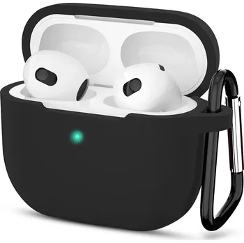 Pouzdro na mobilní telefon Techsuit - Silikonové pouzdro - pro Apple AirPods 3, hladký ultratenký materiál - černé