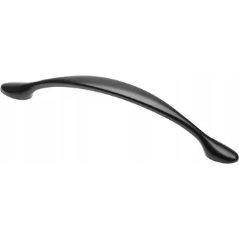 Nábytkové kování Nábytková úchytka na dvířka skříněk, 16 cm CAMAIO, černá matná GTV, rozteč 128 mm