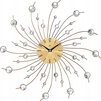 Hodiny VELKÉ EFEKTNÍ ZLATÉ HODINY S KRYSTALY MPM E04.4496.80 52 cm