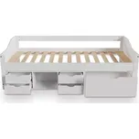 Dětská postel s úložným prostorem 90x200 cm, s roštem, bílá