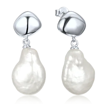 Souprava šperků Minet Elegantní stříbrné náušnice se sladkovodní perlou