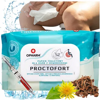Toaletní papíry PROCTOFORT vlhčený toaletní papír pro osoby s hemoroidy 52 ks Opharm