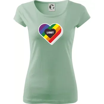LGBT srdce duhové - Dámské triko Pure - 3XL ( Sage )
