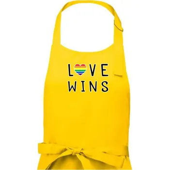 Kuchyňská zástěra Love wins nápis - Dámská zástěra na vaření - Univerzální velikost ( Žlutá )
