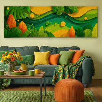 Obraz Obraz na plátně - Orosené listy FeelHappy.cz Velikost obrazu (šířka x výška): 60 x 20 cm