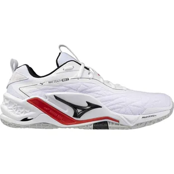 Pánská móda Mizuno Wave Stealth Neo 2 Sálová obuv White / Black / Fiery Red, UK 10