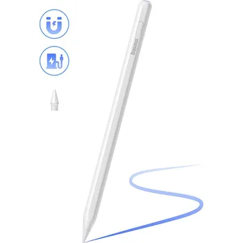 Baseus - Stylus Pen Smooth Writing 2 Series (SXBC080102) - s kabelem, duální nabíjení, aktivní bezdrátová verze - měsíčně bílá