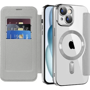 Pouzdro na mobilní telefon Techsuit - Pouzdro SmartMag Book - iPhone 15 Plus - šedé