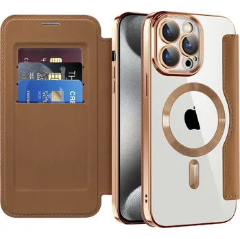 Pouzdro na mobilní telefon Techsuit - Pouzdro SmartMag Book - iPhone 15 Pro - hnědé