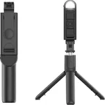 Techsuit - Mini selfie tyč (S05-S) - kompaktní držák na stativ s dálkovým ovládáním Bluetooth, LED světlem, skládací, 105 cm - černá