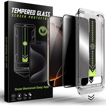 Diskrétní tvrzené sklo - Techsuit TitanGlass FullCover Privacy pro iPhone 13 - Černé