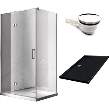 BPS-koupelny Obdélníkový sprchový kout HYD-OK03A 100x90 chrom/transparent + vanička HYD-OSV-ST04A černá