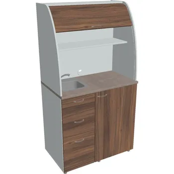 Kuchyňská linka Kuchyň soliterní levá - KU 3 3 L (s lednicí, dřezem a baterií) - OŘECH , ŠEDÁ