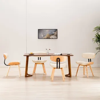 Jídelní židle Jídelní židle 4 ks krémové ohýbané dřevo a umělá kůže - 8719883751115