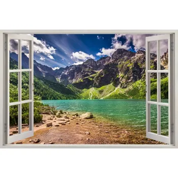 Fototapeta Dekorativní samolepka na zeď VÝHLED Z OKNA Morské oko jezero 90x60