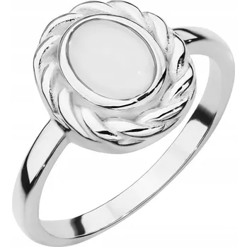 Prsten STŘÍBRNÝ Dámský PRSTÝNEK ryzost 925 Vintage s Bílým Křemenem vel. 19