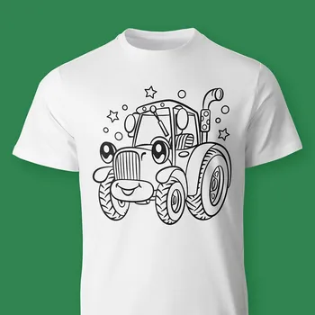 Traktor Omalovánkové dětské tričko Velikost: 122 cm / 6 let