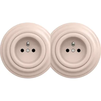 Elektrická zásuvka Kliklap - Dvojitá retro zásuvka domovní s rámečkem 230V starorůžová