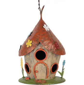 Kovová závěsná ptačí budka ve tvaru domečku Vink – 17x27 cm