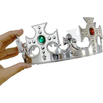 Karnevalový doplněk Královská koruna Stříbrná s kamínky