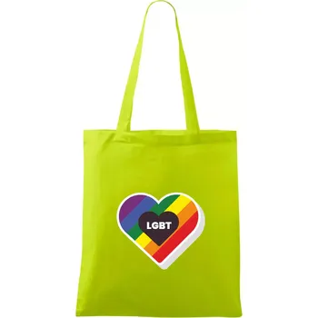 LGBT srdce duhové - Taška bavlněná - 42 x 38 cm ( Limetková )