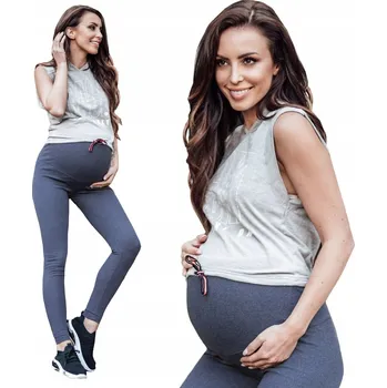 Dámské legíny MITAAMI těhotenské legíny dlouhé bavlna modré velikost XL