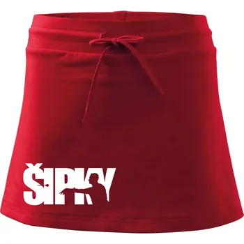 Dámská sukně Šipky - nápis se šipkařem - Sportovní sukně - two in one - L ( Červená )