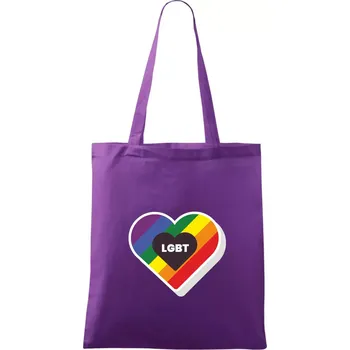 Nákupní taška LGBT srdce duhové - Taška bavlněná - 42 x 38 cm ( Fialová )