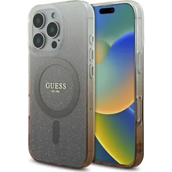 Pouzdro na mobilní telefon Guess - IML Glitter Gradient MagSafe (GUHMP16LHGRCELW) - iPhone 16 Pro - hnědá