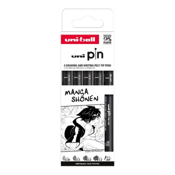 Sada dokumentních linerů UNI PIN - MANGA SHONEN 5 ks, černé