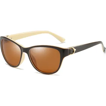 Sluneční brýle Techsuit - Sluneční brýle polarizační (A572) - pro ženy s UV ochranou, PC - hnědá / bílá